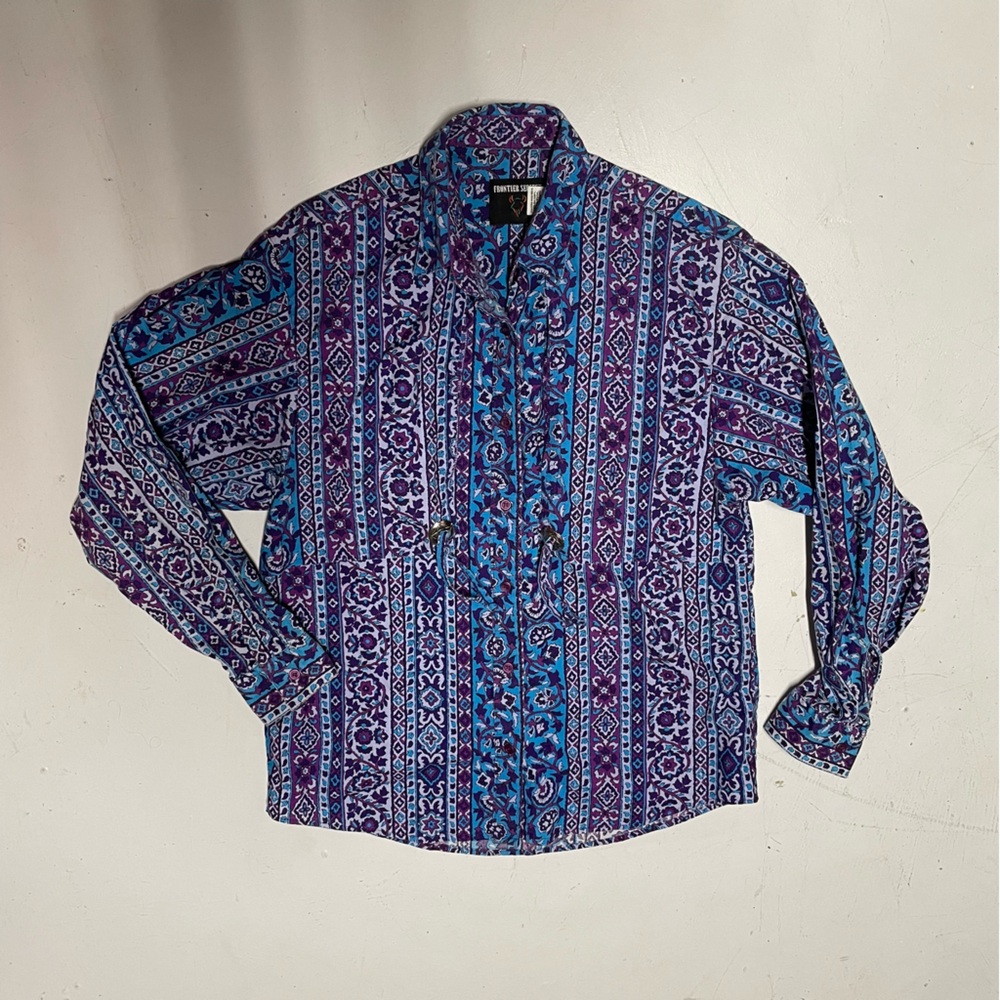 Purple and Blue Patterned western  Shirt